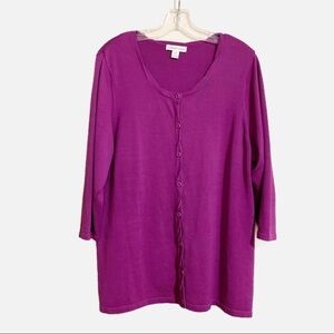 Coldwater Creek Purple Wine Plum Twisted Button Down Cardigan. Size 1X (16W-18W)